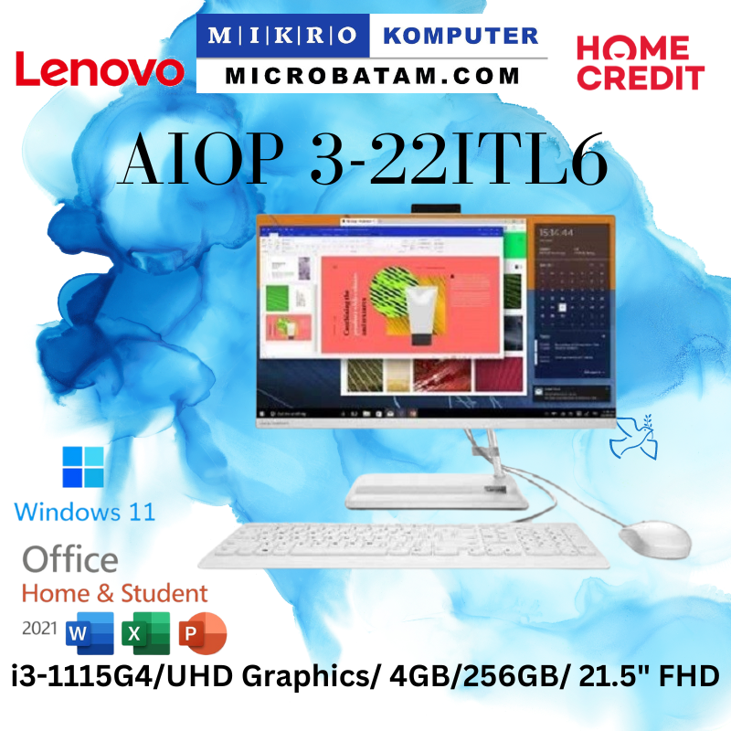 PC AIO LENOVO IDEACENTRE I3 22ITL6 BEID Core II3-1115G4 WIN 11 4GB 256GB WHITE