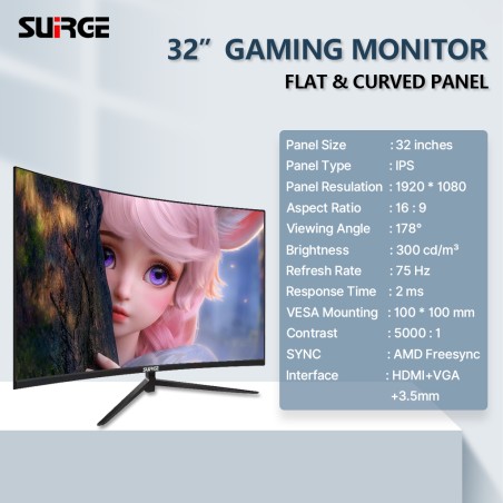 MONITOR SURGE 32" VGA+HDMI 1080p60hz