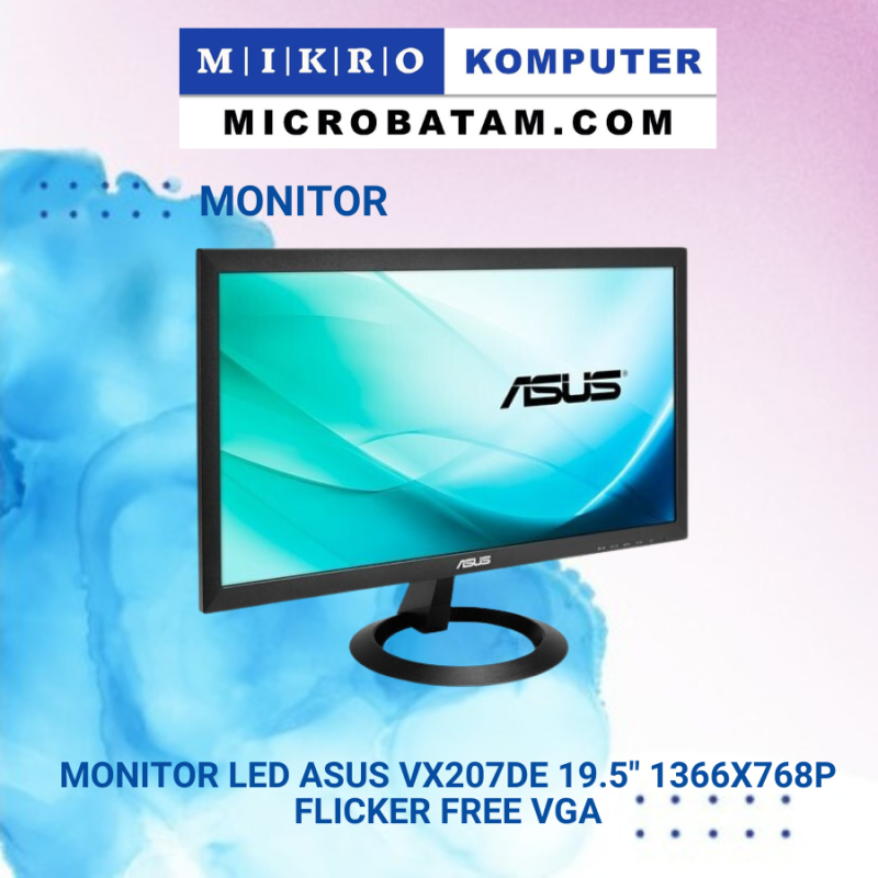 Monitor LED ASUS VX207DE 19.5" 1366x768p Flicker Free VGA